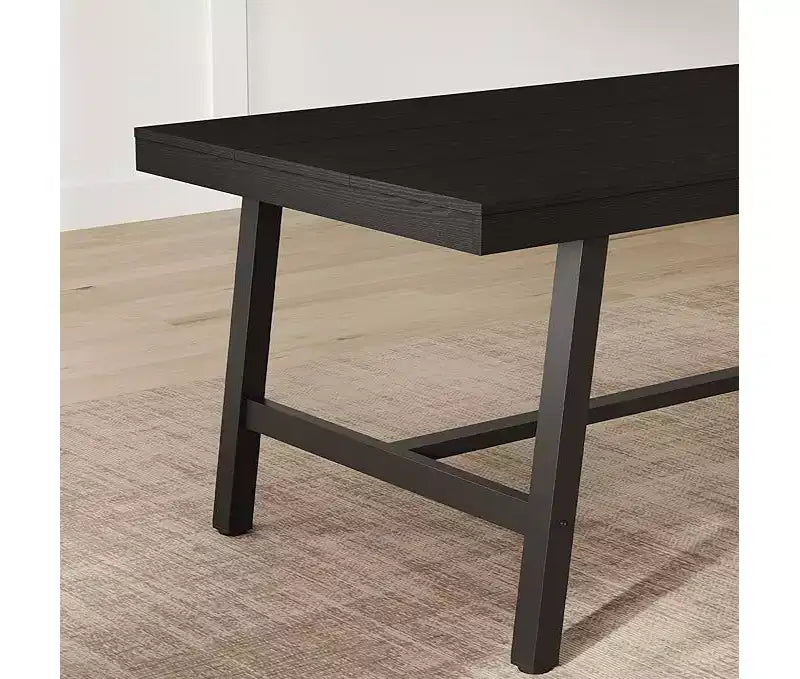 Industrial Dining Table for 6-8 People, Large Wooden Kitchen Table with Sturdy Metal Frame, Long Rectangular Dining Table Seats 6