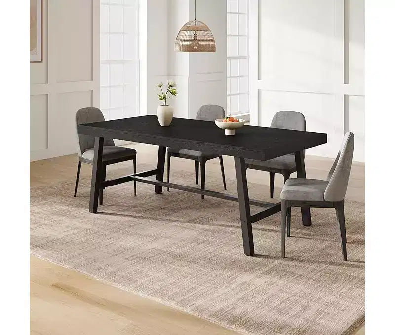 Industrial Dining Table for 6-8 People, Large Wooden Kitchen Table with Sturdy Metal Frame, Long Rectangular Dining Table Seats 6