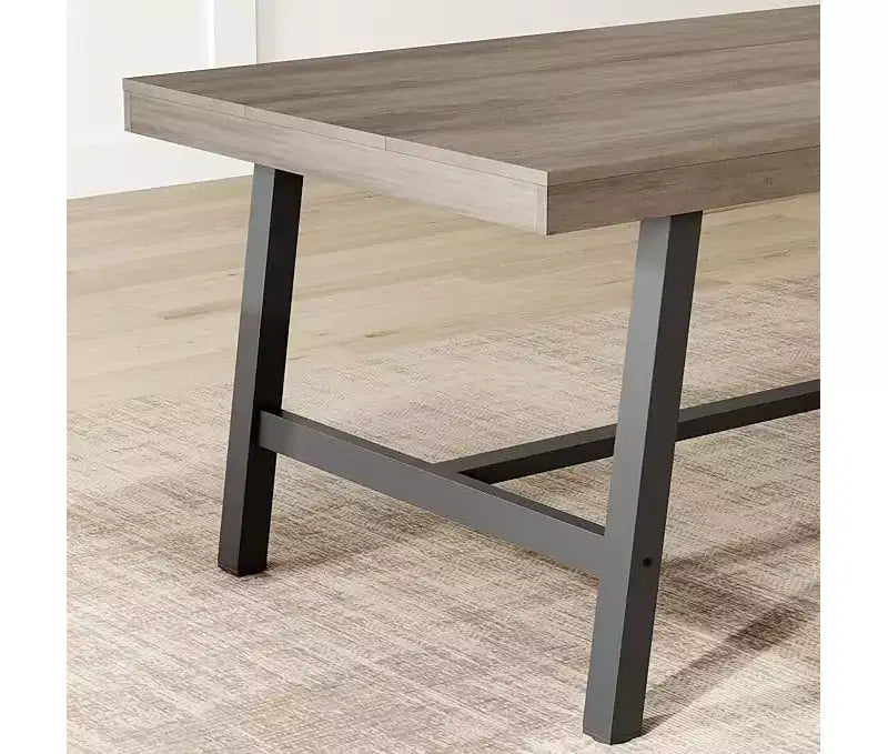 Industrial Dining Table for 6-8 People, Large Wooden Kitchen Table with Sturdy Metal Frame, Long Rectangular Dining Table Seats 6