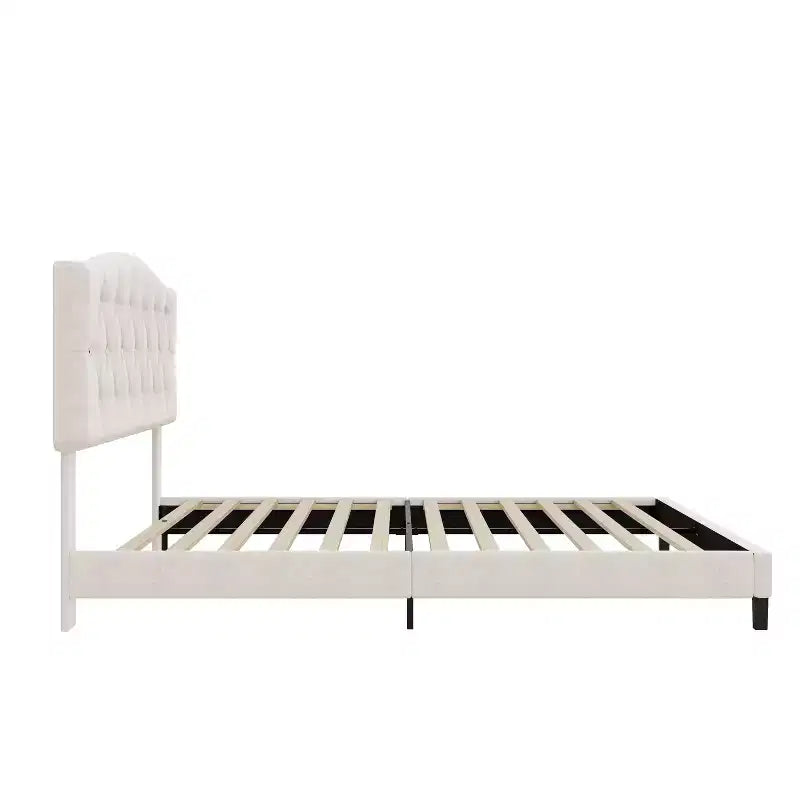 Upholstered Platform Bed with Adjustable Saddle-Curved Headboard