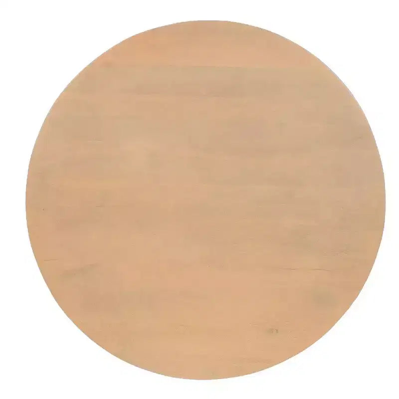 47 Inch Round Coffee Table, Handcrafted Beige Mango Wood Pedestal Base