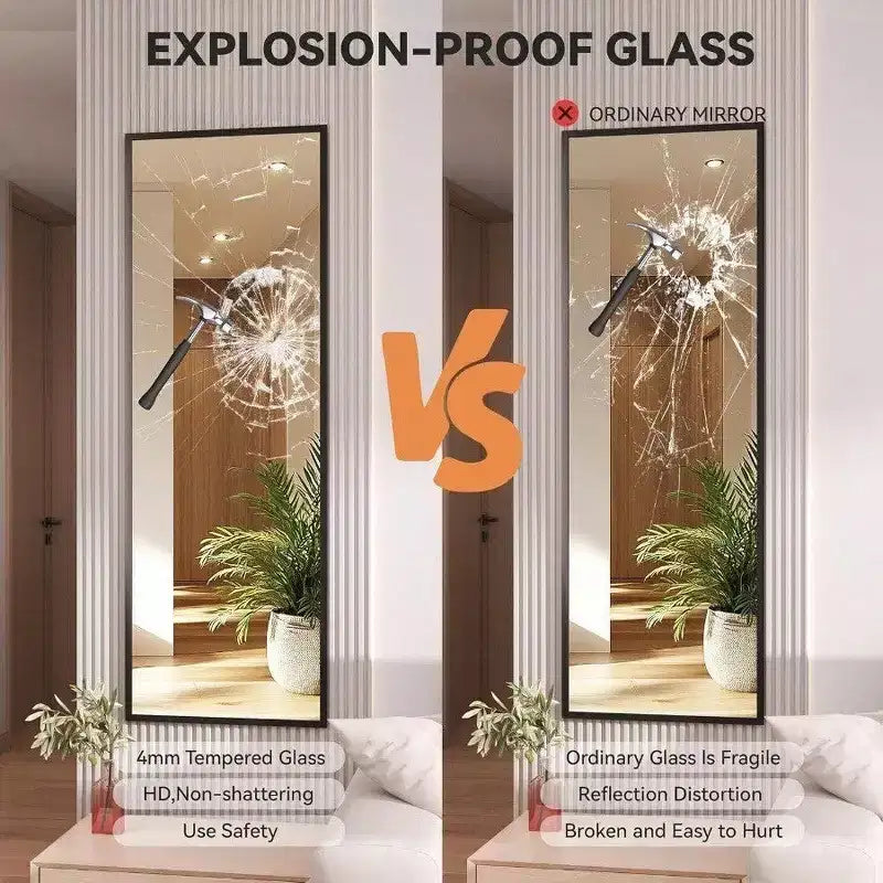 44x16 Full Length Door Mirror. Over Door Hanging or Wall Mount for Bedroom, Living Room, Bathroom, Dorm