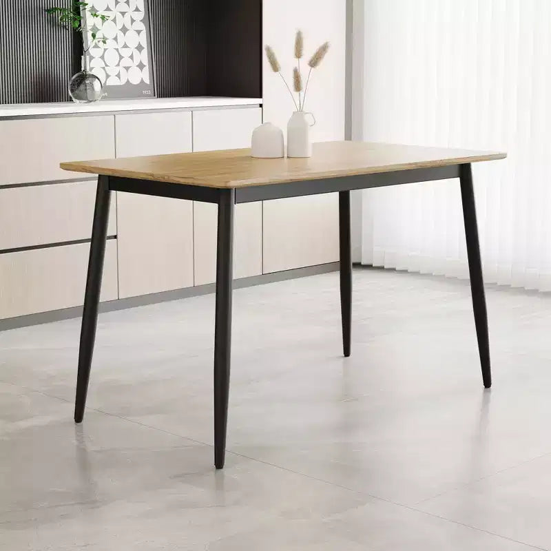 Modern Minimalist MDF Dining Table with Black Metal Legs