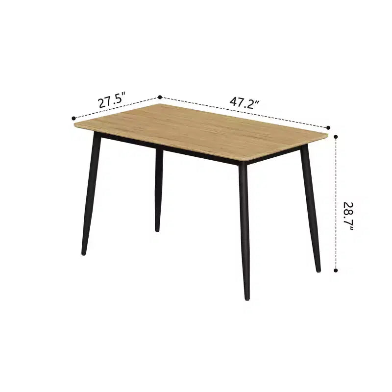 Modern Minimalist MDF Dining Table with Black Metal Legs