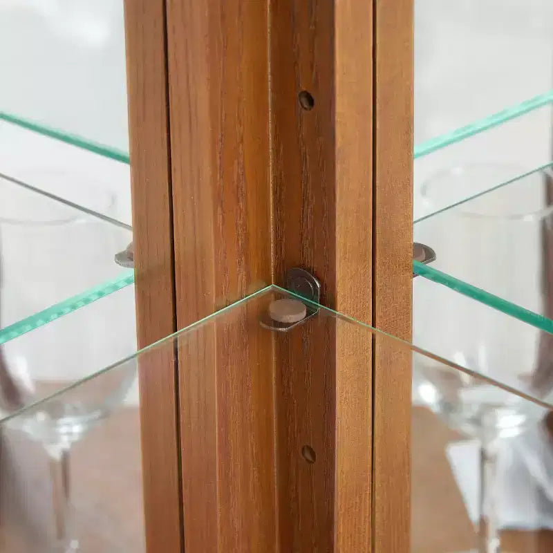 69.5" Lighted Corner Cabinet with Glass Doors and Adjustable Shelves