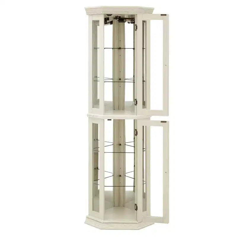 69.5" Lighted Corner Cabinet with Glass Doors and Adjustable Shelves