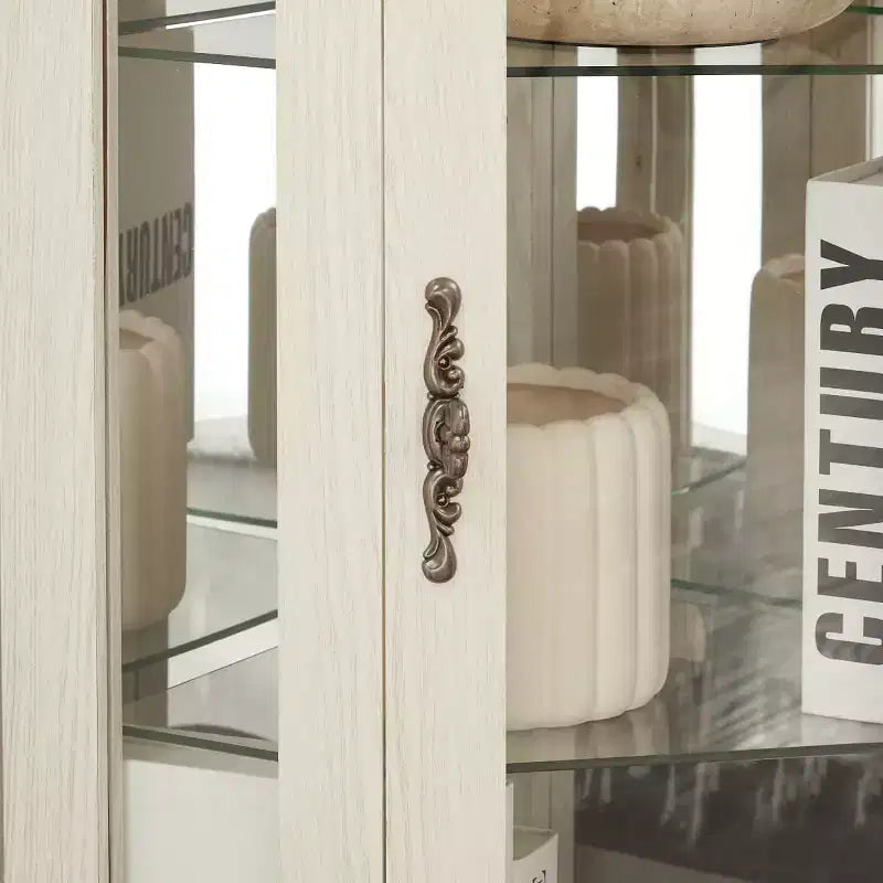69.5" Lighted Corner Cabinet with Glass Doors and Adjustable Shelves