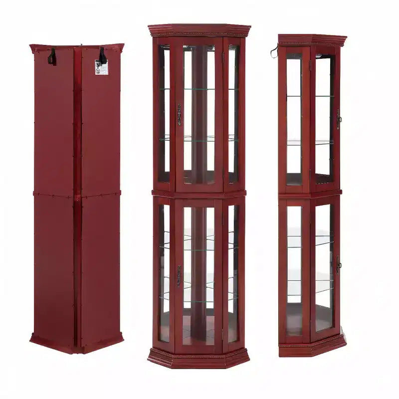 69.5" Lighted Corner Cabinet with Glass Doors and Adjustable Shelves