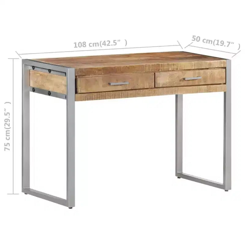Industrial Desk 42.5"x19.7"x29.5" in Rough Mango Wood