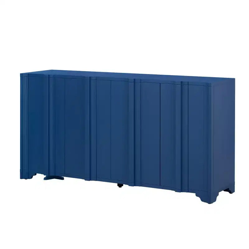 4-Door Sideboard, Solid Wood Accent Entryway Console Table Storage Cabinet, Multi-Layered Pine Veneer Design Elements