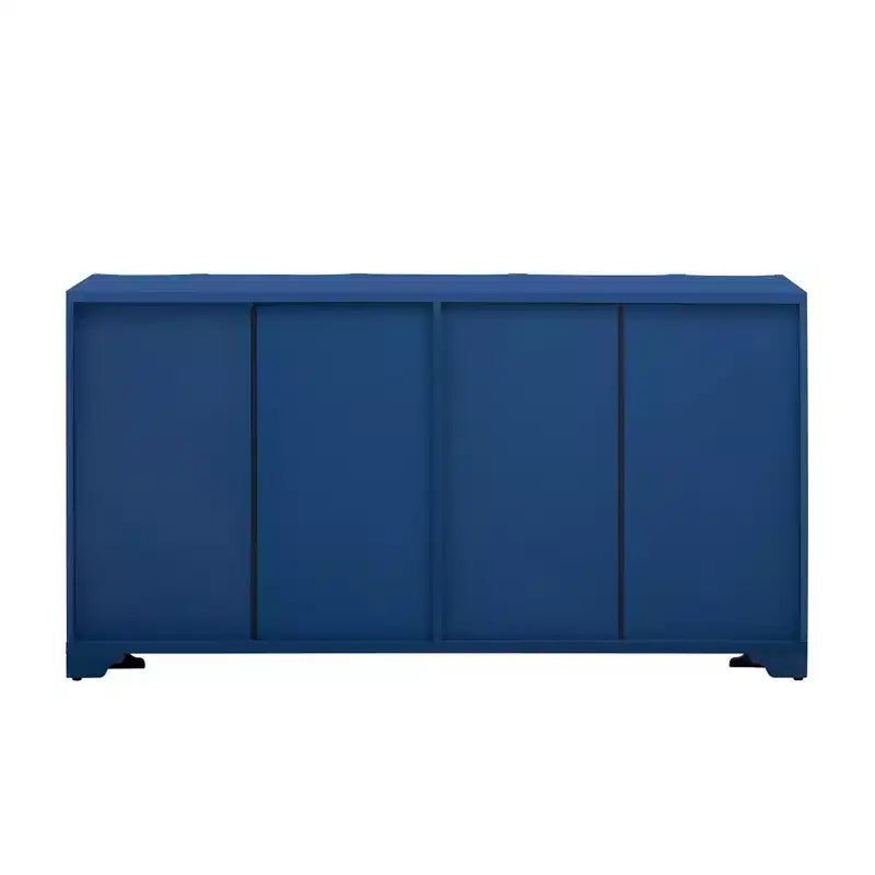 4-Door Sideboard, Solid Wood Accent Entryway Console Table Storage Cabinet, Multi-Layered Pine Veneer Design Elements