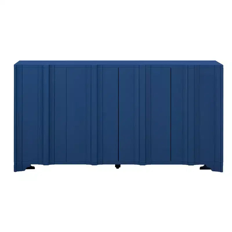 4-Door Sideboard, Solid Wood Accent Entryway Console Table Storage Cabinet, Multi-Layered Pine Veneer Design Elements