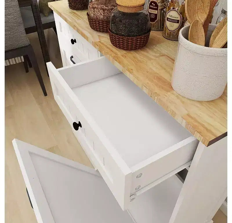 Freestanding Tilt Out Trash Cabinet20-Gallon Kitchen Garbage and Recycling Bin Holder with 2 Hideaway Drawers, Pet-Proof, for Kitchen or Living Room