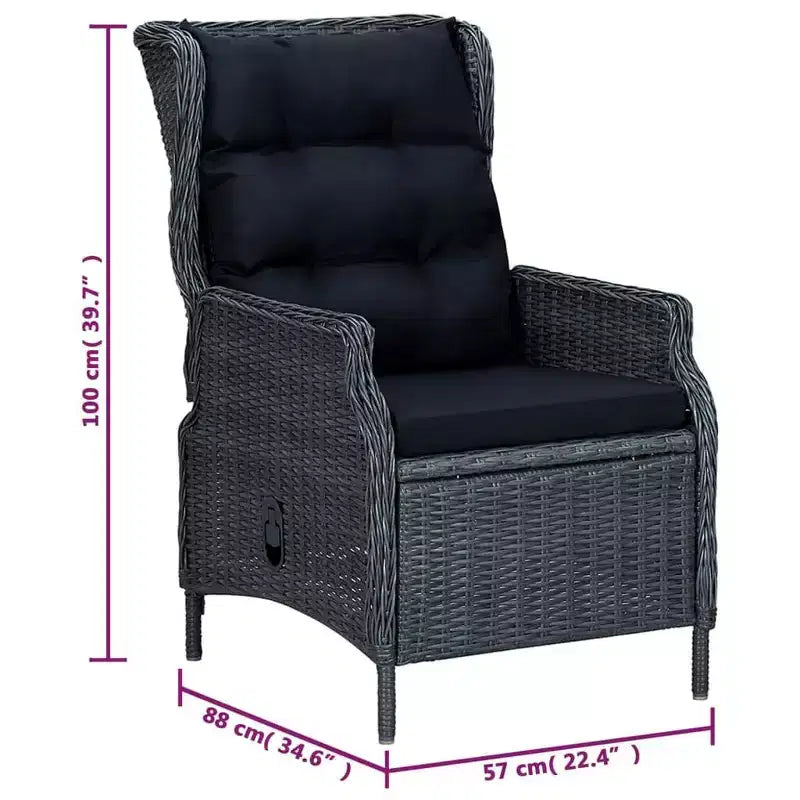 Conjunto de comedor para patio de 7 piezas gris oscuro de vidaXL