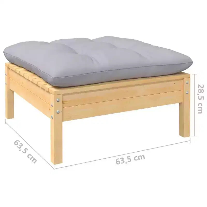 Conjunto de descanso para patio vidaXL de madera maciza de pino, de 14 piezas, con cojines, varios colores - marrón y gris