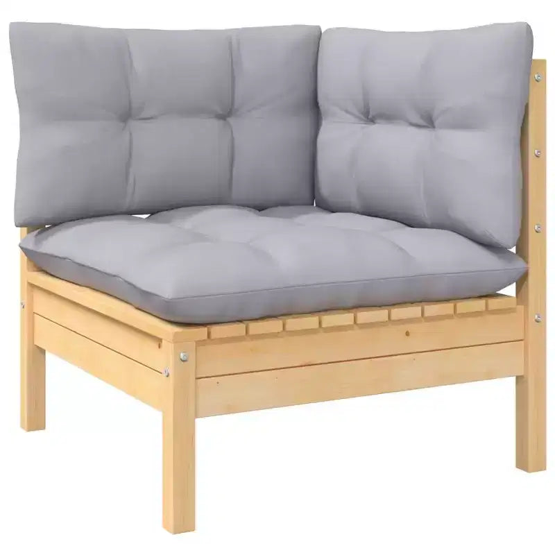 Conjunto de salón de jardín gris de vidaXL, madera de pino maciza, 100 % poliéster