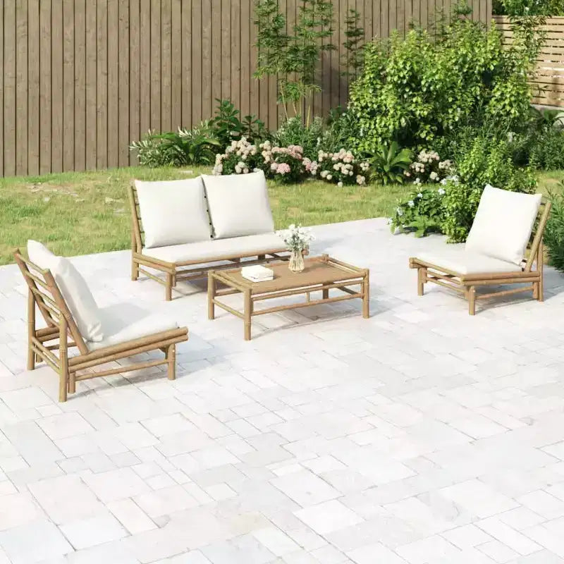 Conjunto de salón de jardín de bambú natural de vidaXL