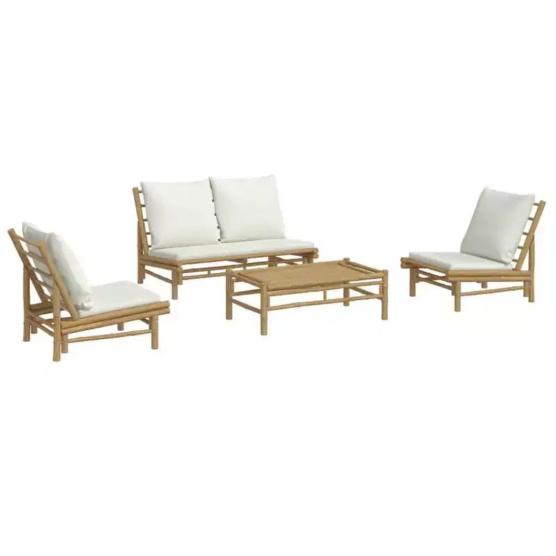 Conjunto de salón de jardín de bambú natural de vidaXL
