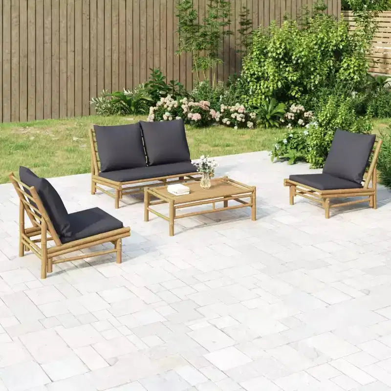 Conjunto de salón de jardín de bambú natural de vidaXL
