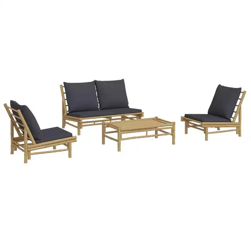 Conjunto de salón de jardín de bambú natural de vidaXL