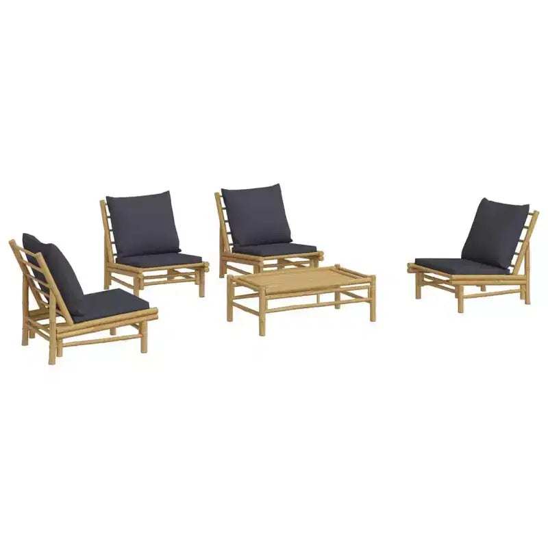 Conjunto de salón de jardín de bambú natural de vidaXL