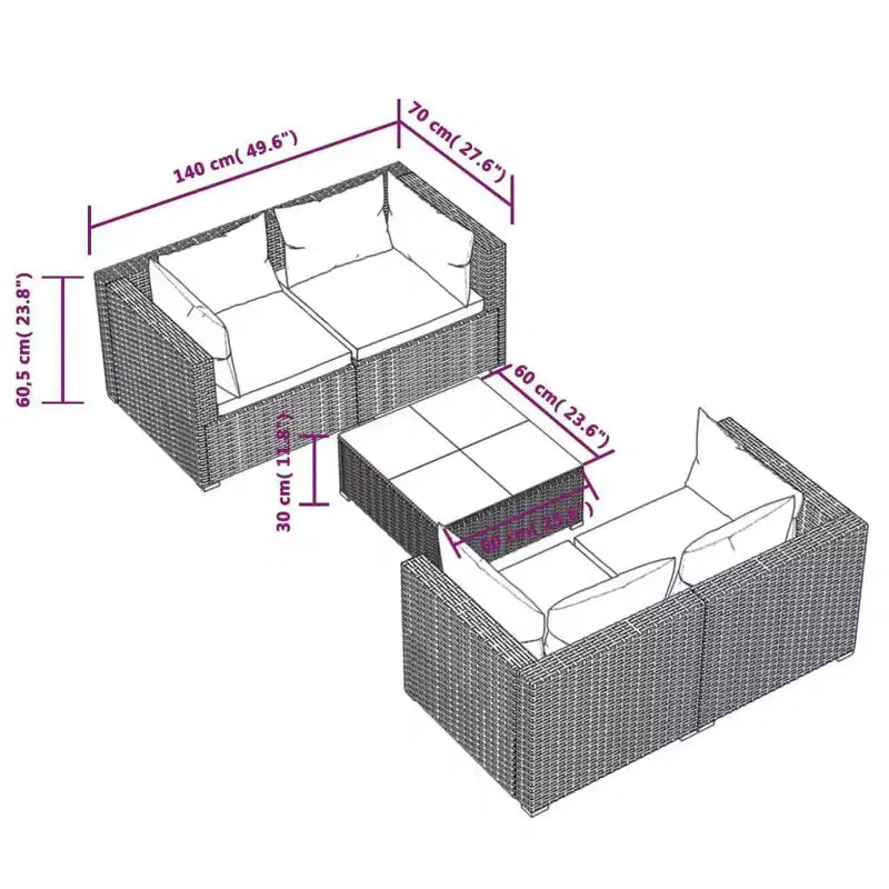 vidaXL conjunto de descanso para patio
