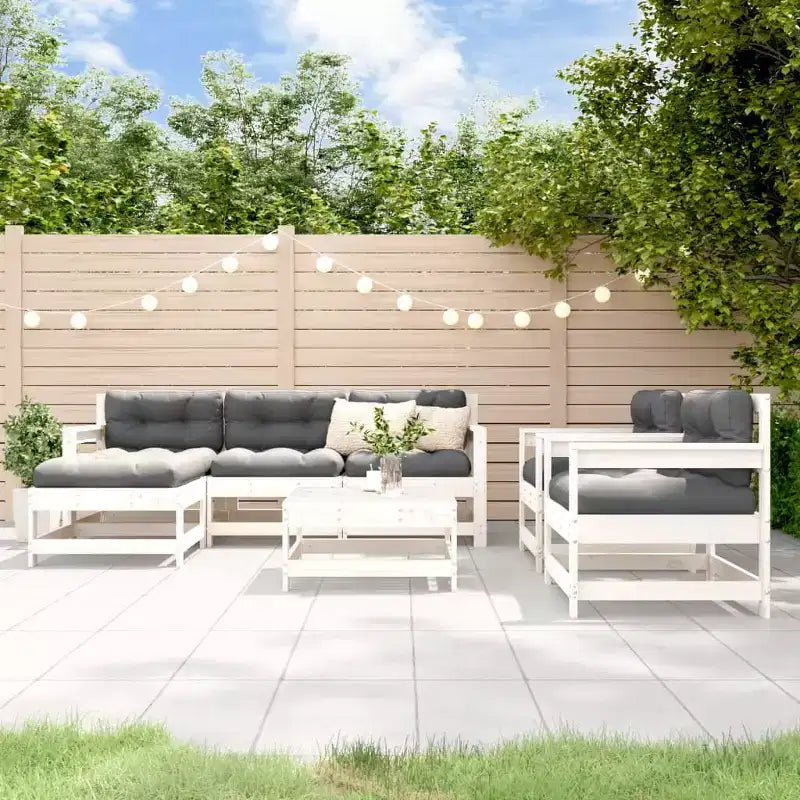 vidaXL Ensemble de salon de jardin avec coussins, mobilier d’extérieur 7 pièces en bois massif