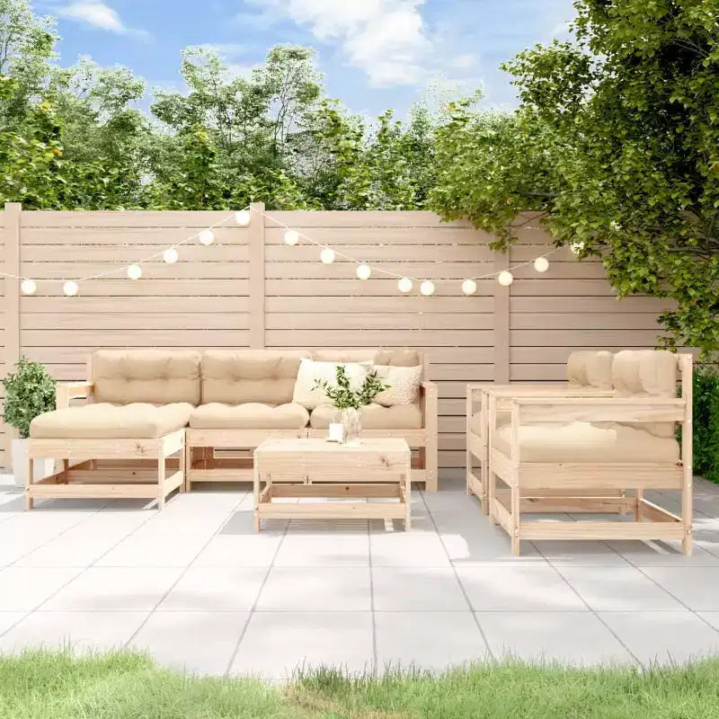 vidaXL Ensemble de salon de jardin avec coussins, mobilier d’extérieur 7 pièces en bois massif