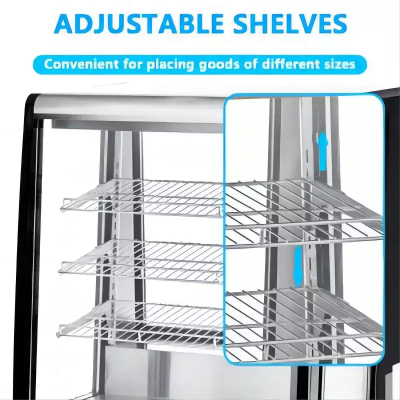 Horizontal Glass Door Beverage Cooler with Dual-Pane Glass, Digital Control & Auto Defrost, 3 Adjustable Shelves, Stainless Steel/Black, 110V