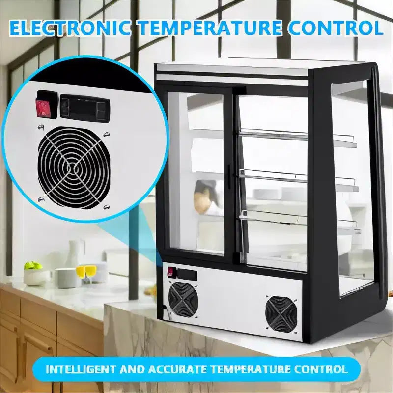 Horizontal Glass Door Beverage Cooler with Dual-Pane Glass, Digital Control & Auto Defrost, 3 Adjustable Shelves, Stainless Steel/Black, 110V