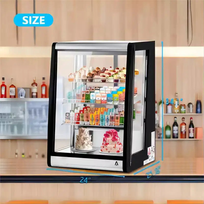 Horizontal Glass Door Beverage Cooler with Dual-Pane Glass, Digital Control & Auto Defrost, 3 Adjustable Shelves, Stainless Steel/Black, 110V