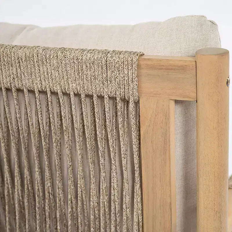 Christopher Knight Home Kazuya conjunto de asientos de patio estilo granja de 7 piezas de madera de acacia con cuerda tejida