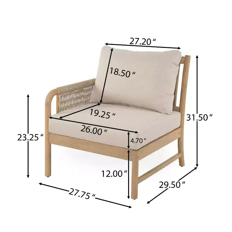 Christopher Knight Home Kazuya conjunto de asientos de patio estilo granja de 7 piezas de madera de acacia con cuerda tejida