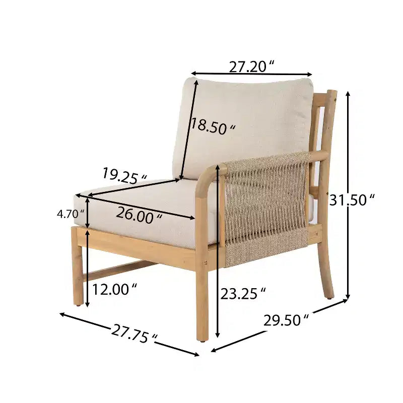 Christopher Knight Home Kazuya conjunto de asientos de patio estilo granja de 7 piezas de madera de acacia con cuerda tejida