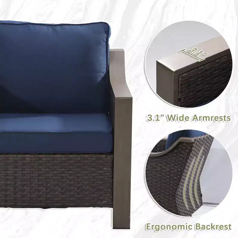 Conjunto de patio exterior UPTIOT con sofá de 3 plazas, 2 sillas mecedoras y 2 otomanas
