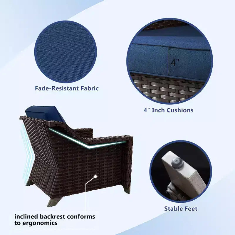 Conjunto exterior premium de 8 piezas UPTIOT: sofá de 3 plazas, 2 sillas individuales, 2 sillas giratorias, 2 otomanas y mesa de centro
