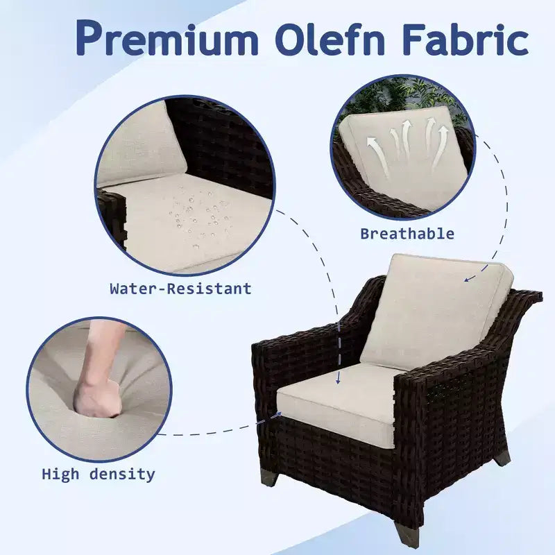 Conjunto exterior premium de 8 piezas UPTIOT: sofá de 3 plazas, 2 sillas individuales, 2 sillas giratorias, 2 otomanas y mesa de centro