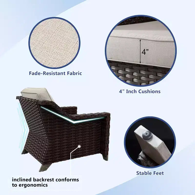 Conjunto exterior premium de 8 piezas UPTIOT: sofá de 3 plazas, 2 sillas individuales, 2 sillas giratorias, 2 otomanas y mesa de centro