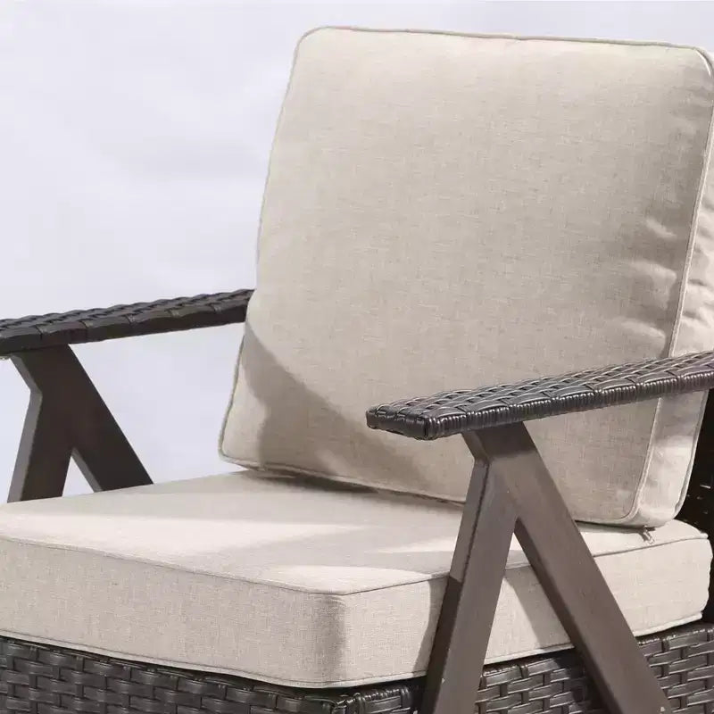 Conjunto de asientos para exterior de 7 piezas UPTIOT: sofá de 3 plazas, 2 mecedoras giratorias, 2 sillas individuales y 2 otomanas para mayor comodidad en el patio