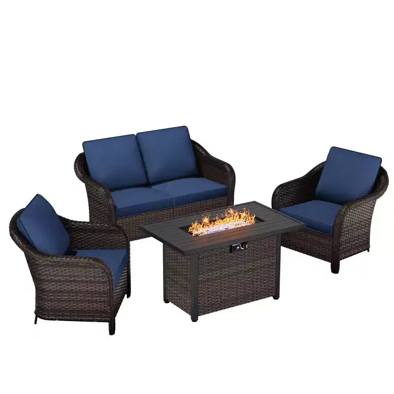 Conjunto de conversación premium para exterior UPTIOT con mesa de fuego convertible