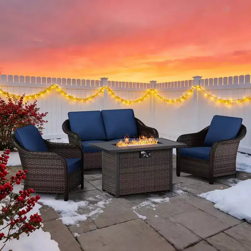 Conjunto de conversación premium para exterior UPTIOT con mesa de fuego convertible