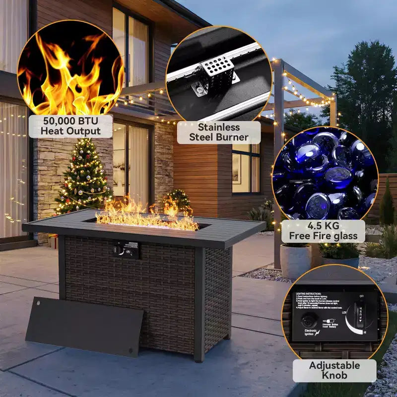 Conjunto de conversación premium para exterior UPTIOT con mesa de fuego convertible