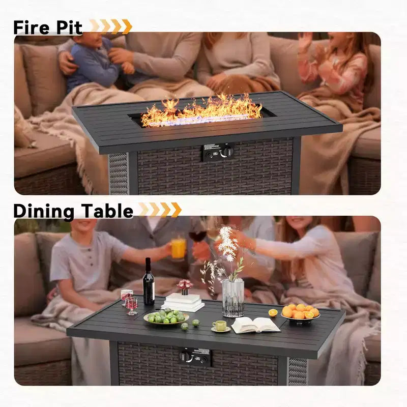 Conjunto de conversación premium para exterior UPTIOT con mesa de fuego convertible
