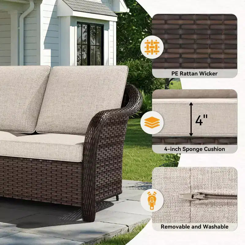 Conjunto de conversación premium para exterior UPTIOT con mesa de fuego convertible