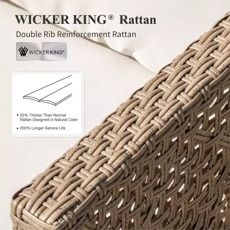 Conjunto de sofás seccionales de mimbre y ratán para patio Captiva Designs, conjunto de conversación con otomana y cojines