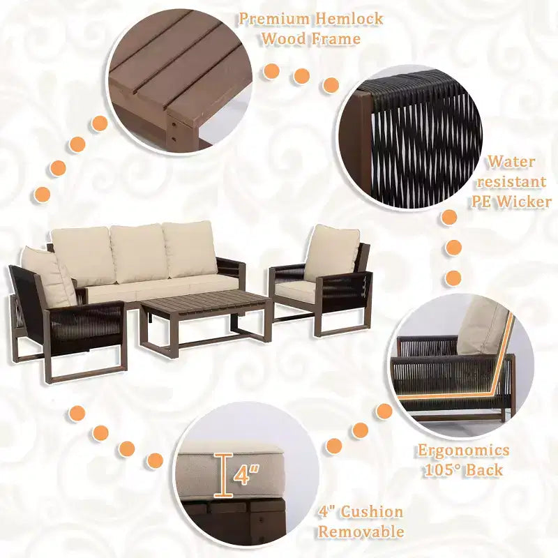 Ensemble de mobilier de jardin UPTIOT avec bois de pruche premium et confort résistant à l'eau