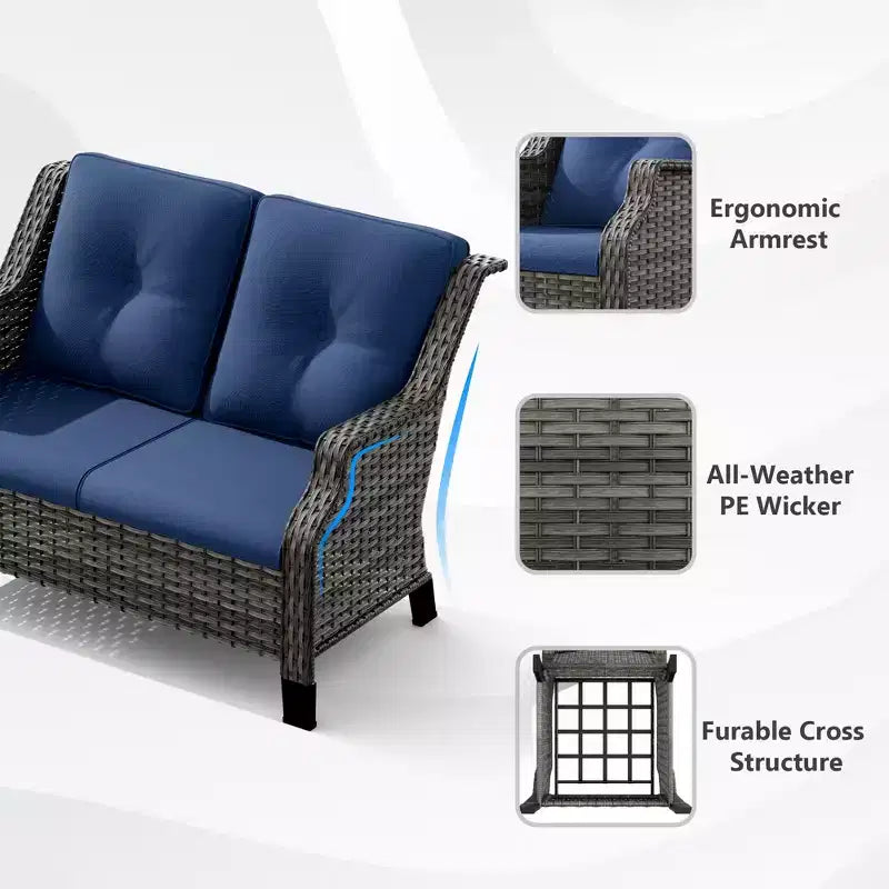 Ensemble causeuse extérieur UPTIOT avec fauteuils ergonomiques et conception résistante à l’eau