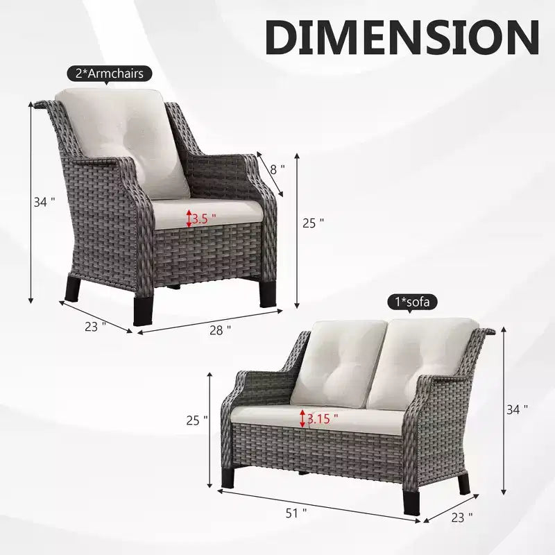 Ensemble causeuse extérieur UPTIOT avec fauteuils ergonomiques et conception résistante à l’eau