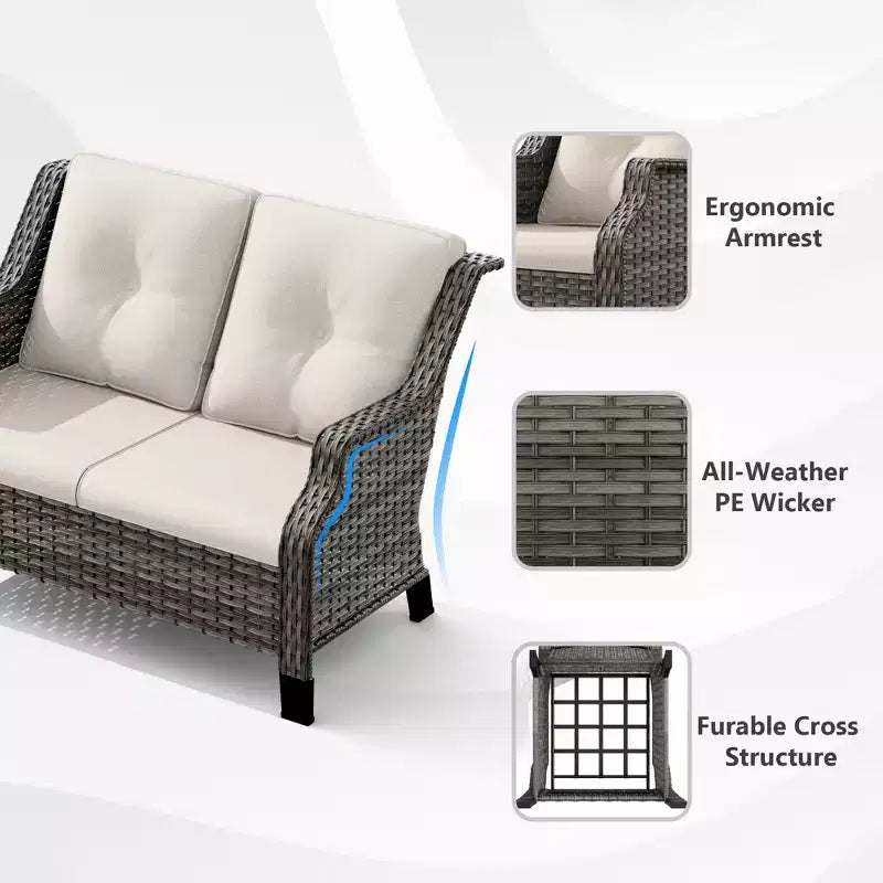 Ensemble causeuse extérieur UPTIOT avec fauteuils ergonomiques et conception résistante à l’eau