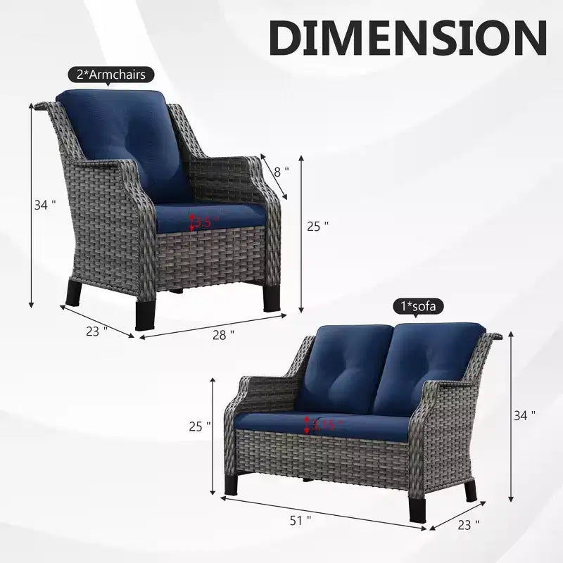 Ensemble causeuse extérieur UPTIOT avec fauteuils ergonomiques et conception résistante à l’eau